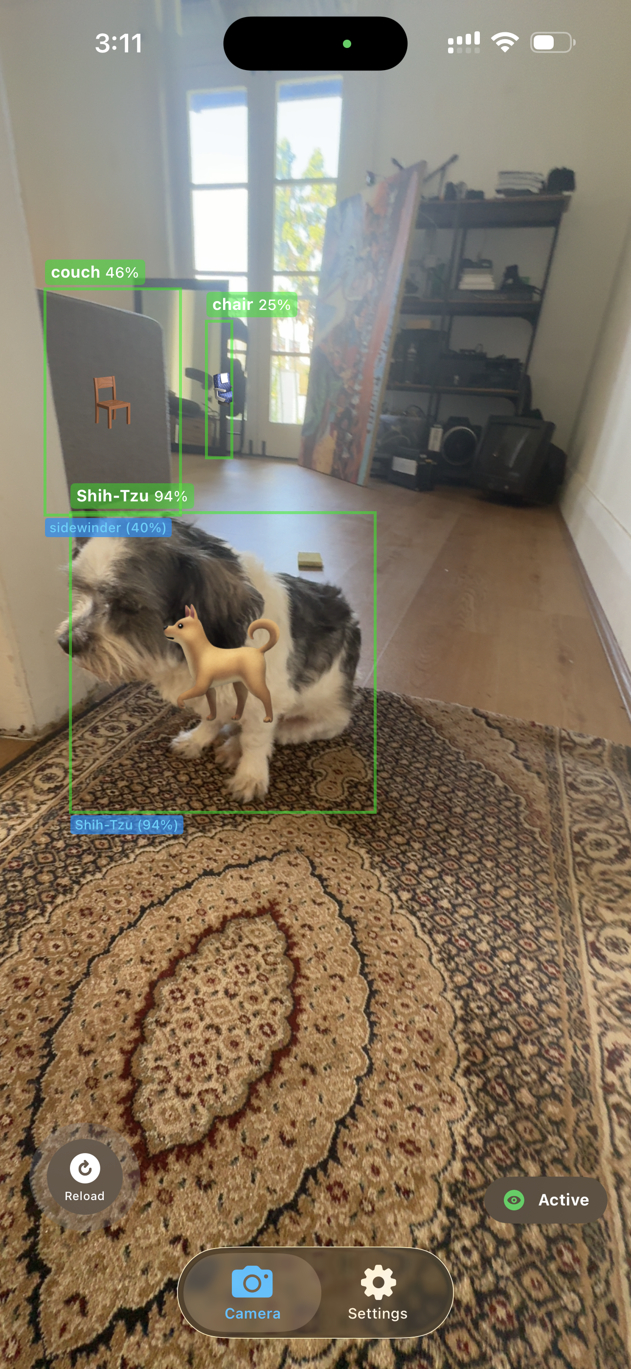 Dog detection with emoji overlay
